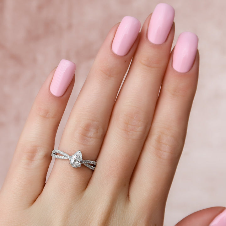 The Anastasia Pear Lab Diamond Moissanite Engagement Ring *Shown with 0.5 ct #material_white