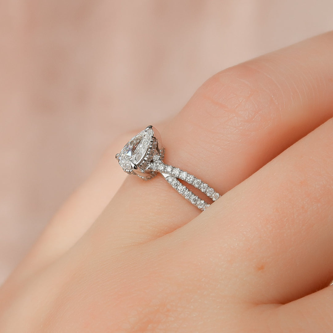 The Anastasia Pear Lab Diamond Moissanite Engagement Ring