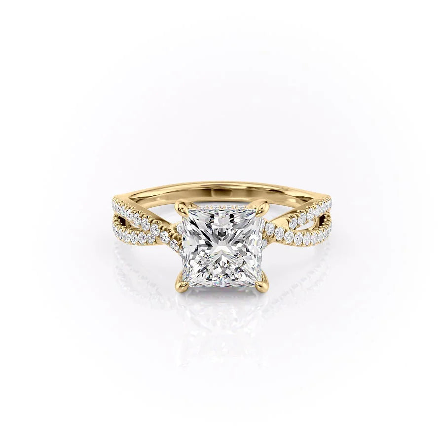 The Anastasia Set With Princess Pave Lab Diamond 1 Carat 14K Gold#material_gold