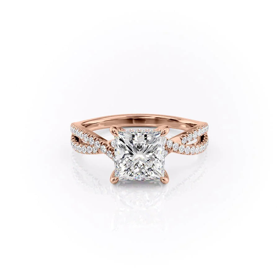 The Anastasia Set With Princess Pave Lab Diamond 1 Carat 14K Rose#material_rose