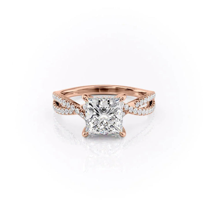 The Anastasia Set With Princess Pave Lab Diamond 1 Carat 14K Rose#material_rose