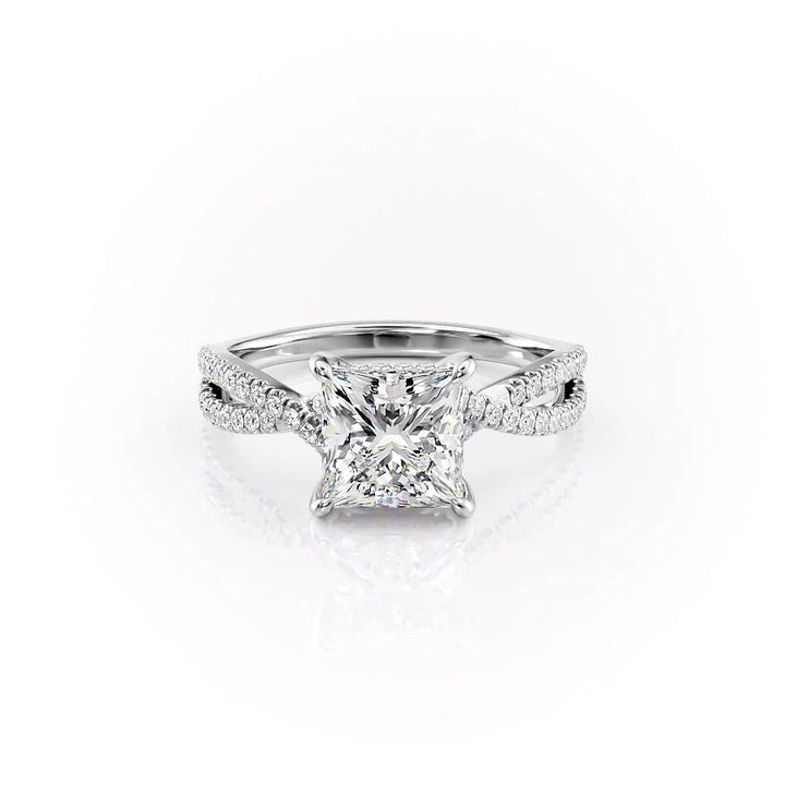 The Anastasia Set With Princess Pave Lab Diamond 1 Carat 14K White#material_white