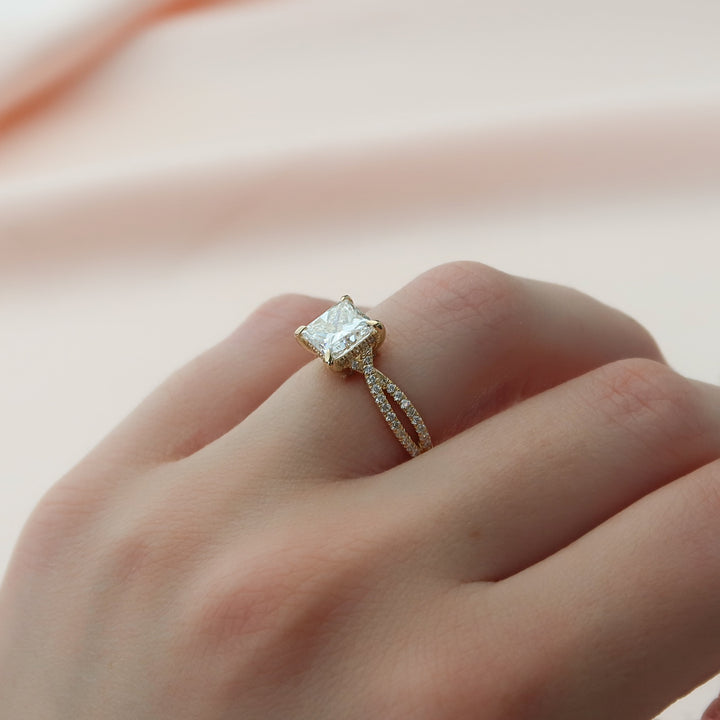 The Anastasia Princess Lab Diamond Moissanite Engagement Ring *Shown with 2 ct #material_gold