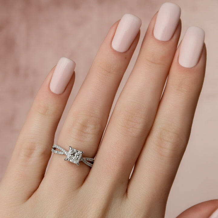 The Anastasia Princess Lab Diamond Moissanite Engagement Ring *Shown with 1 ct #material_white