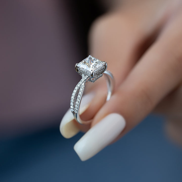 The Anastasia Princess Lab Diamond Moissanite Engagement Ring *Shown with 2.5 ct #material_white