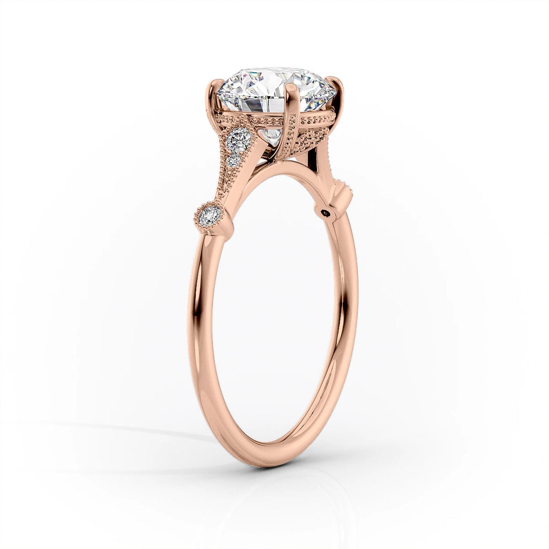 The Angel Set With Emerald Solitaire Lab Diamond 1.5 Carat 14K Rose#material_rose