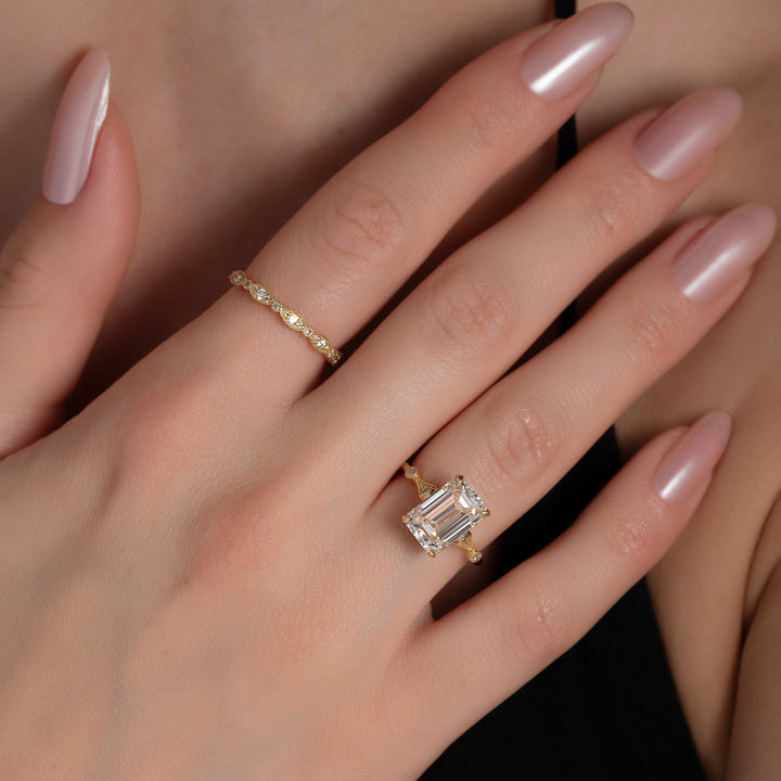 The Angel Emerald Lab Diamond Moissanite Engagement Ring *Shown with 3.5 ct #material_gold