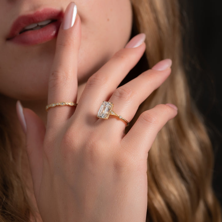 The Angel Emerald Lab Diamond Moissanite Engagement Ring *Shown with 3.5 ct #material_gold