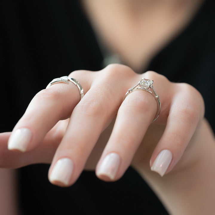 The Angel Emerald Lab Diamond Moissanite Engagement Ring *Shown with 2 ct #material_white