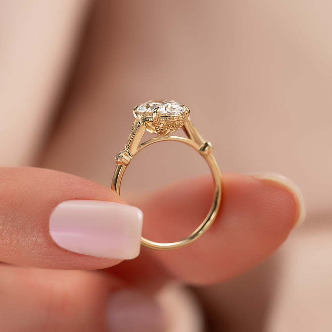 The Angel Oval Lab Diamond Moissanite Engagement Ring