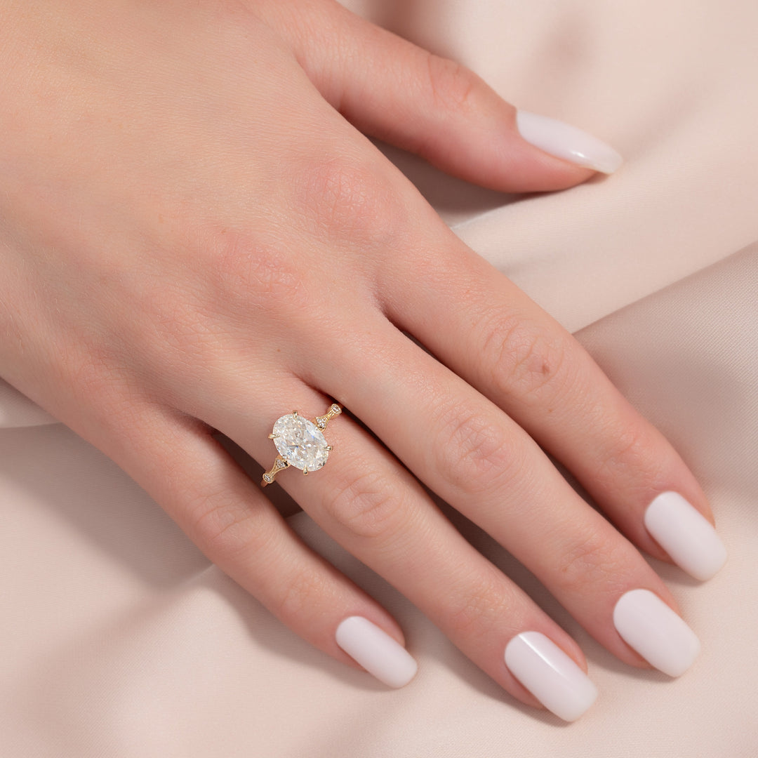 The Angel Oval Lab Diamond Moissanite Engagement Ring