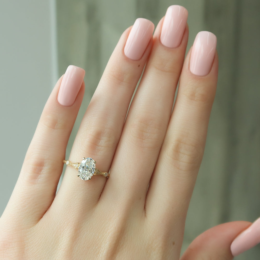 The Angel Oval Lab Diamond Moissanite Engagement Ring