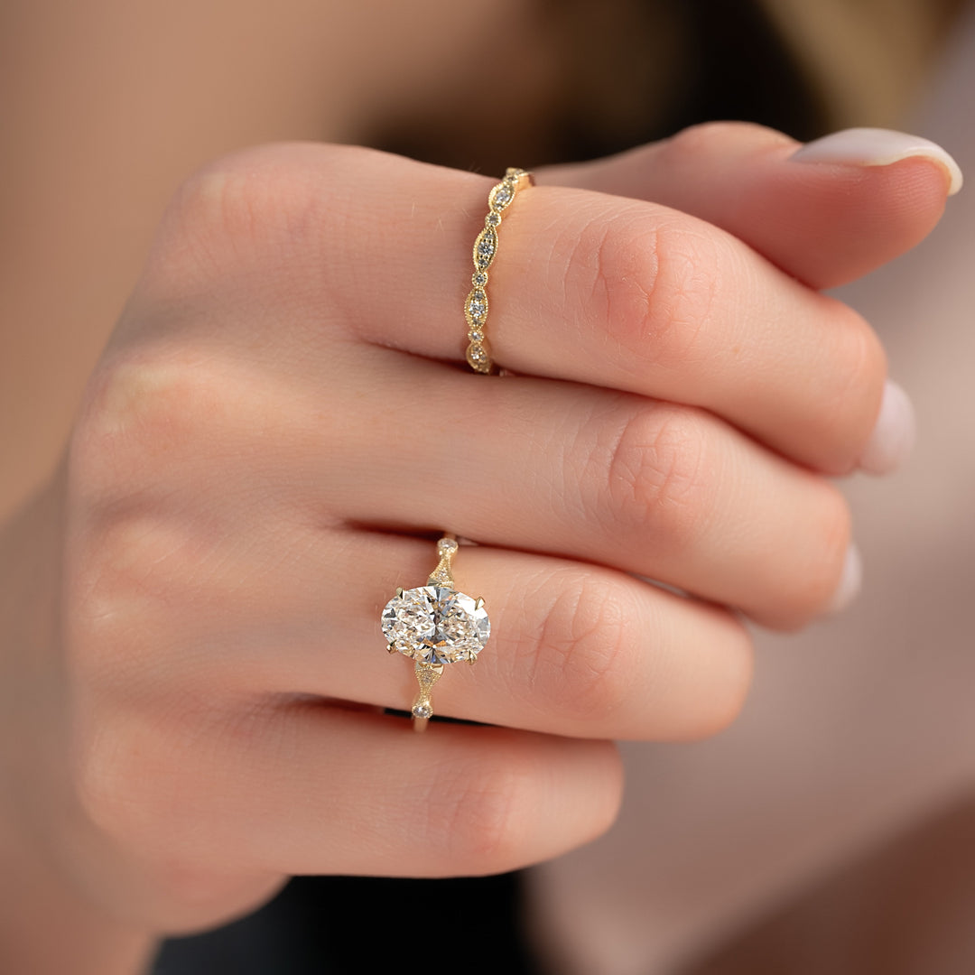 The Angel Oval Lab Diamond Moissanite Engagement Ring