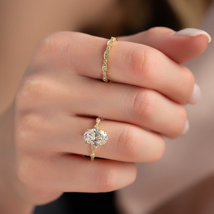 The Angel Oval Lab Diamond Moissanite Engagement Ring *Shown with 2 ct #material_gold