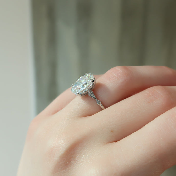 The Angel Oval Lab Diamond Moissanite Engagement Ring *Shown with 4.5 ct #material_white