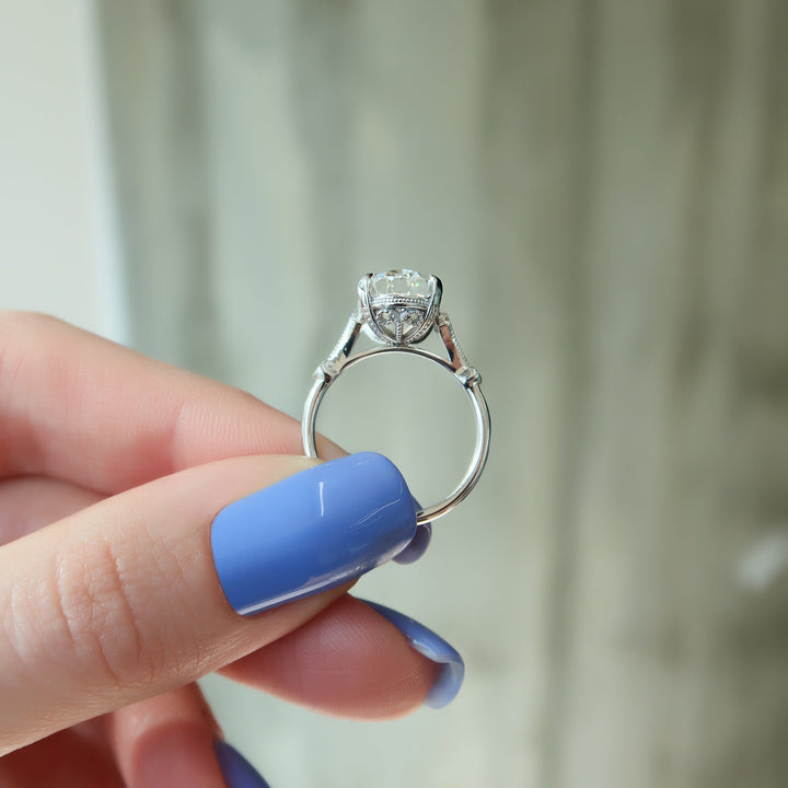 The Angel Oval Lab Diamond Moissanite Engagement Ring *Shown with 4.5 ct #material_white