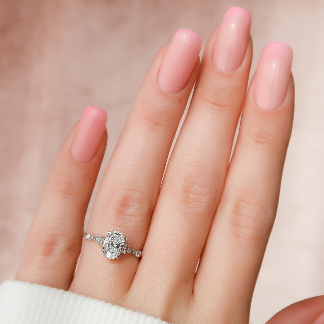 The Angel Oval Lab Diamond Moissanite Engagement Ring