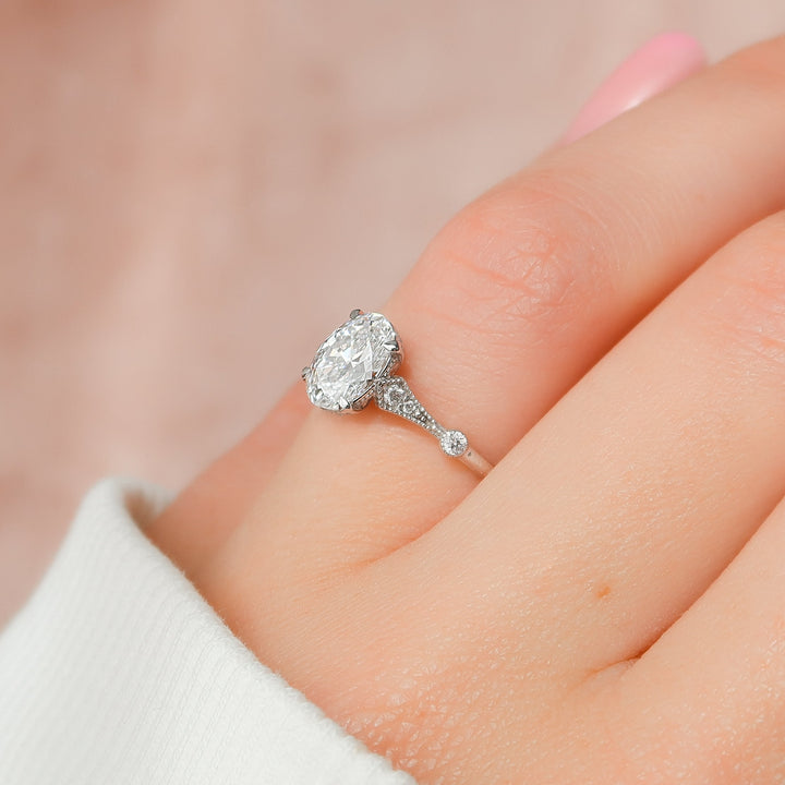 The Angel Oval Lab Diamond Moissanite Engagement Ring *Shown with 1 ct #material_white