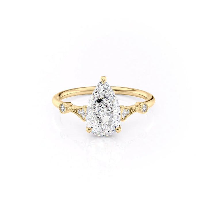 The Angel Set With Pear Solitaire Lab Diamond 1 Carat 14K Gold#material_gold