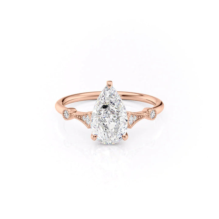 The Angel Set With Pear Solitaire Lab Diamond 1 Carat 14K Rose#material_rose