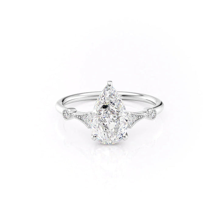 The Angel Set With Pear Solitaire Lab Diamond 1 Carat 14K White#material_white