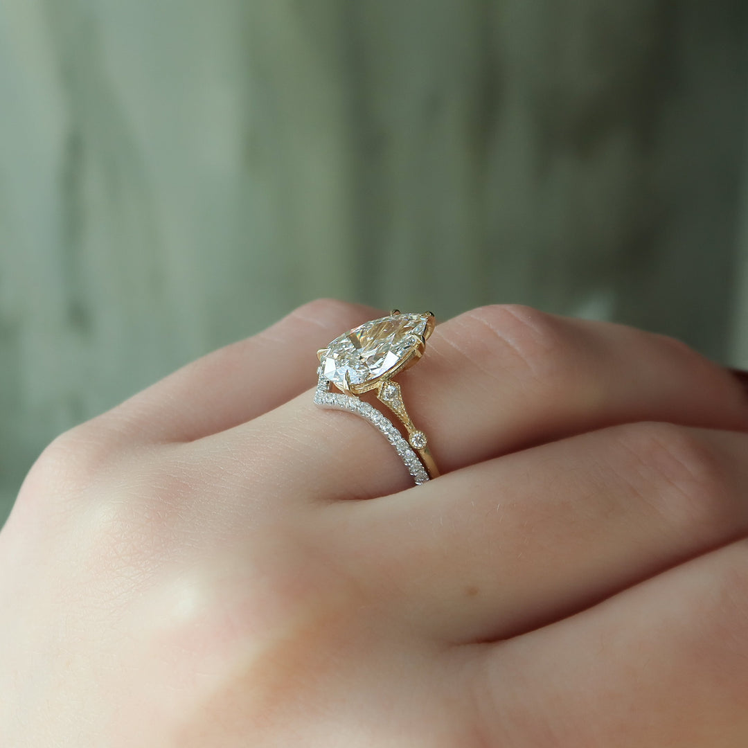 The Angel Pear Lab Diamond Moissanite Engagement Ring