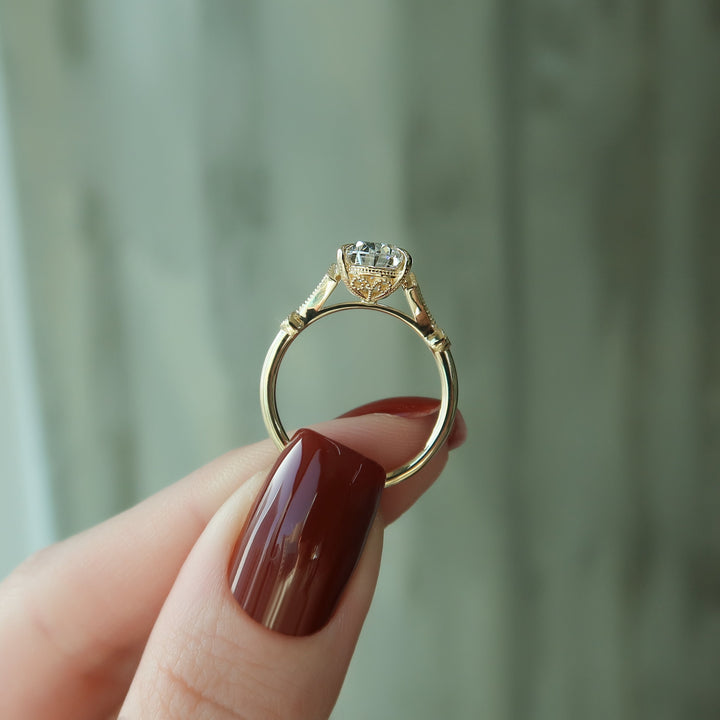 The Angel Pear Lab Diamond Moissanite Engagement Ring *Shown with 5 ct #material_gold