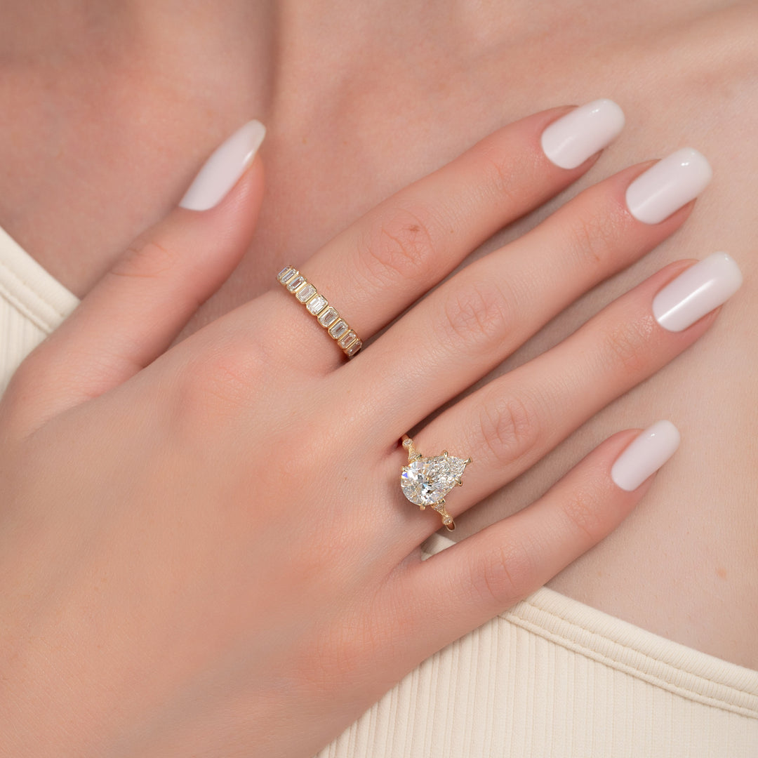 The Angel Pear Lab Diamond Moissanite Engagement Ring