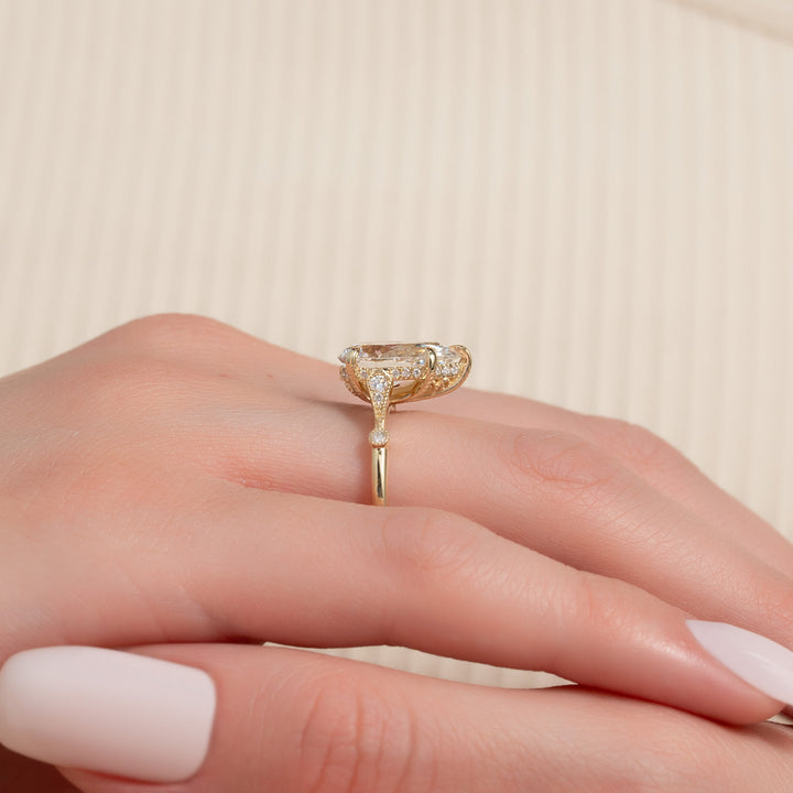 The Angel Pear Lab Diamond Moissanite Engagement Ring *Shown with 3 ct #material_gold