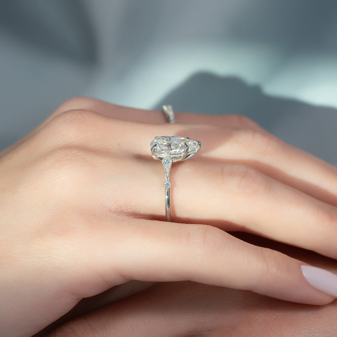 The Angel Pear Lab Diamond Moissanite Engagement Ring