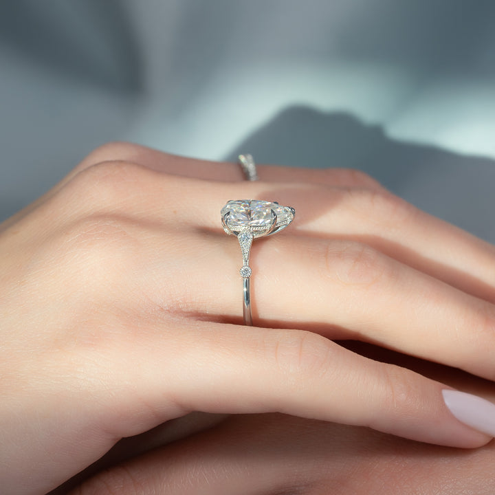 The Angel Pear Lab Diamond Moissanite Engagement Ring *Shown with 2.5 ct #material_white