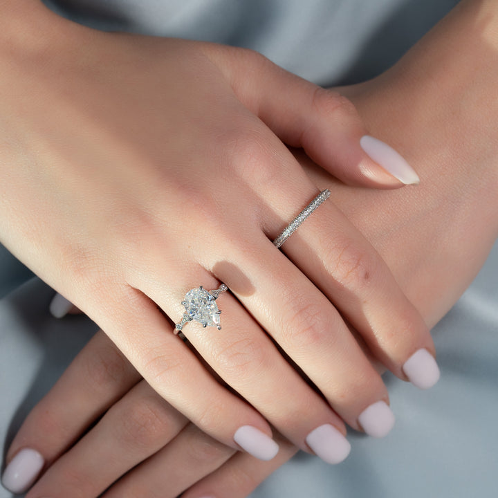 The Angel Pear Lab Diamond Moissanite Engagement Ring *Shown with 2.5 ct #material_white