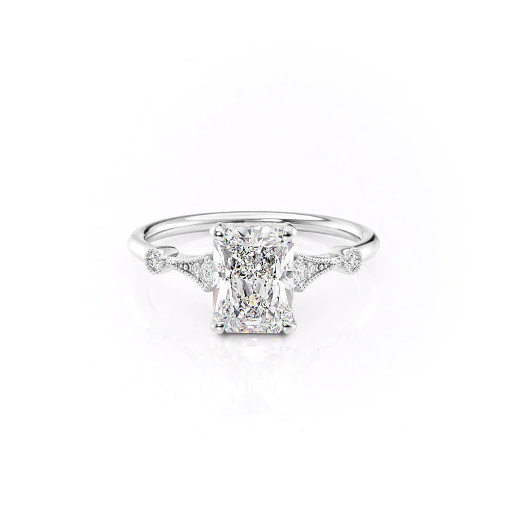 The Angel Set With Radiant Solitaire Lab Diamond 1 Carat 14K White#material_white
