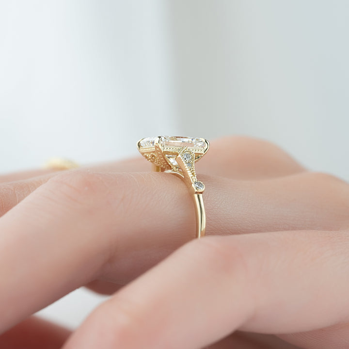 The Angel Radiant Lab Diamond Moissanite Engagement Ring *Shown with 2 ct #material_gold