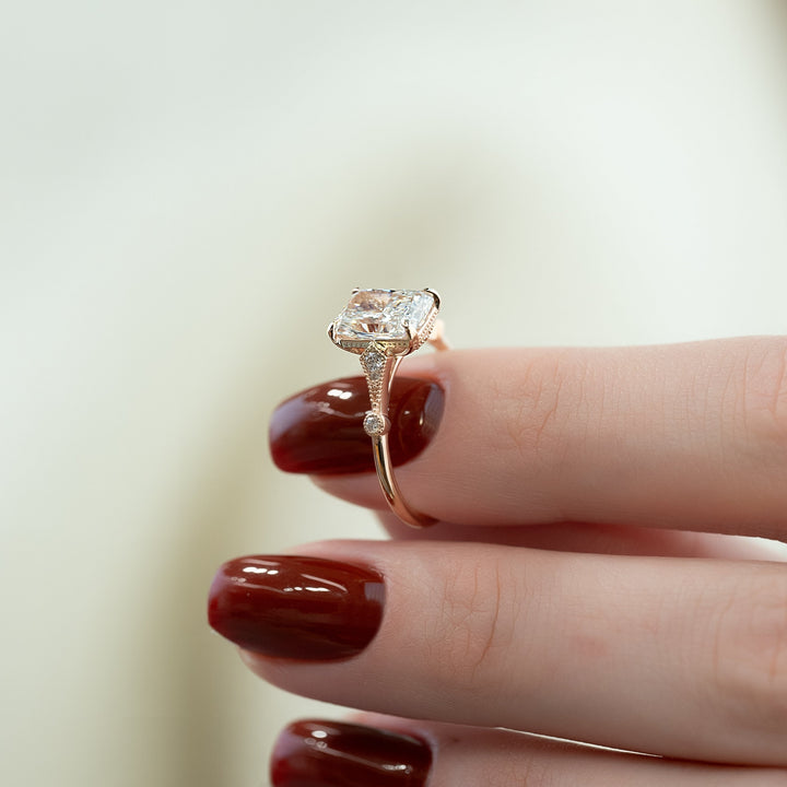 The Angel Radiant Lab Diamond Moissanite Engagement Ring *Shown with 2 ct #material_rose