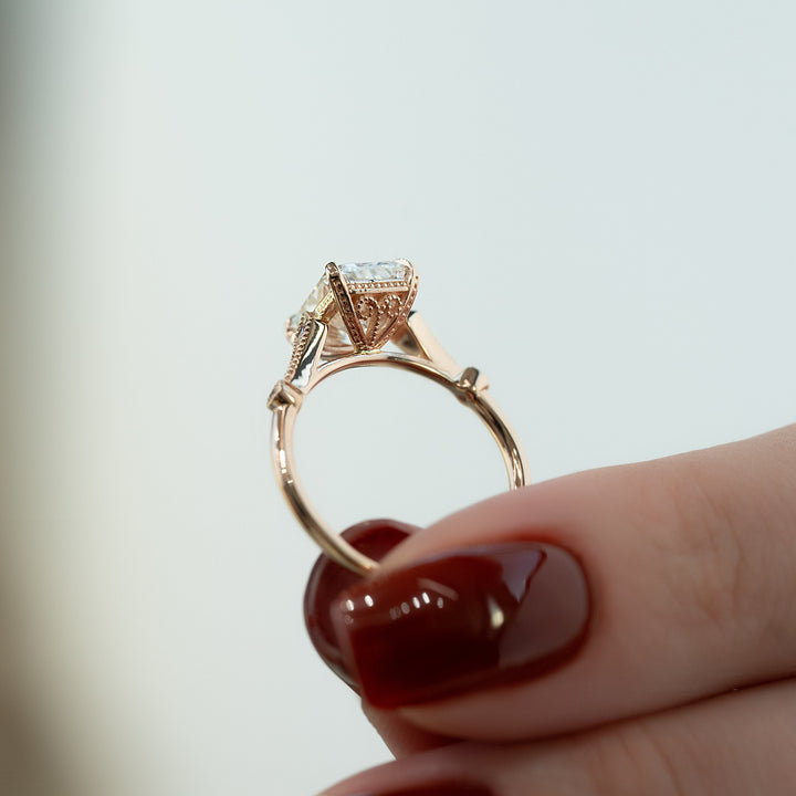 The Angel Radiant Lab Diamond Moissanite Engagement Ring *Shown with 2 ct #material_rose