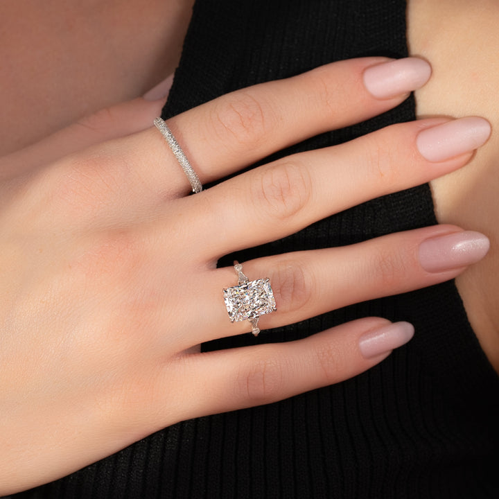 The Angel Radiant Lab Diamond Moissanite Engagement Ring *Shown with 4.5 ct #material_white