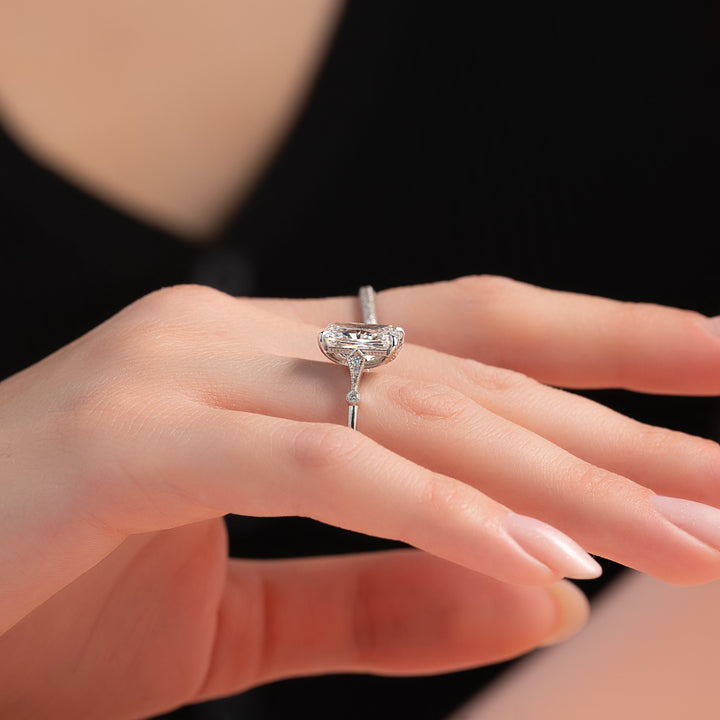 The Angel Radiant Lab Diamond Moissanite Engagement Ring *Shown with 4.5 ct #material_white