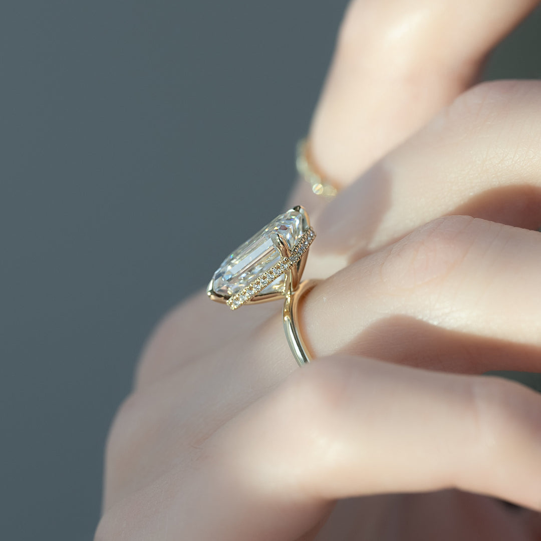 The April Emerald Lab Diamond Moissanite Engagement Ring