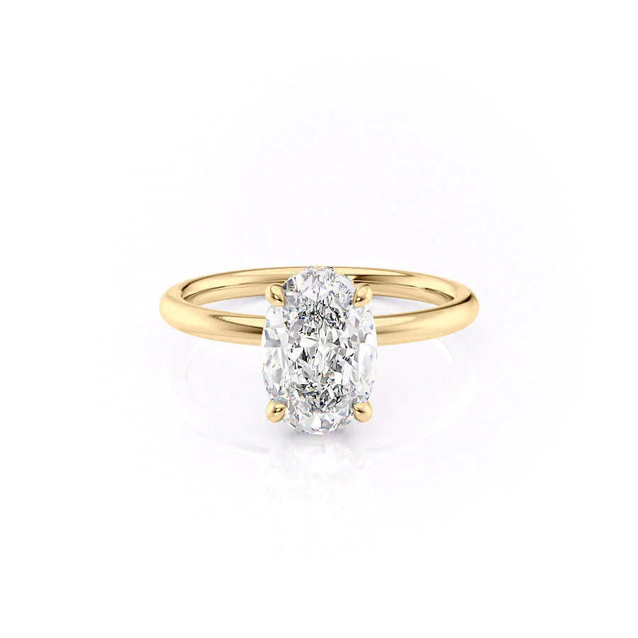 The April Set With Oval Solitaire Lab Diamond 1 Carat 14K Gold#material_gold