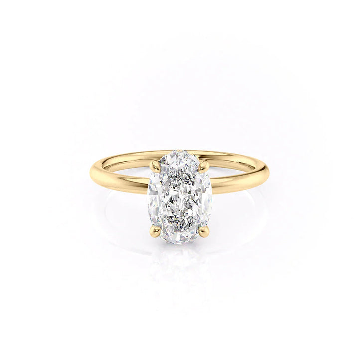 The April Set With Oval Solitaire Lab Diamond 1 Carat 14K Gold#material_gold