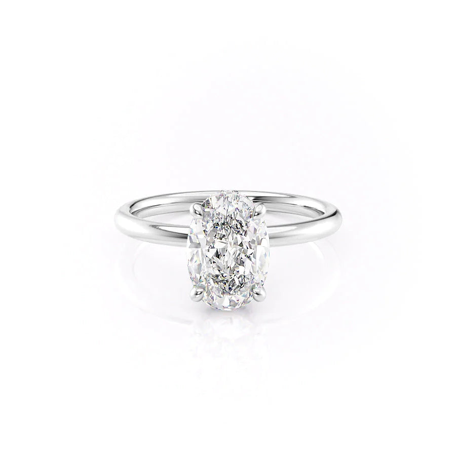 The April Set With Oval Solitaire Lab Diamond 1 Carat 14K White#material_white