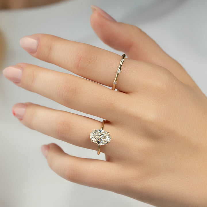 The April Oval Lab Diamond Moissanite Engagement Ring *Shown with 3 ct #material_gold