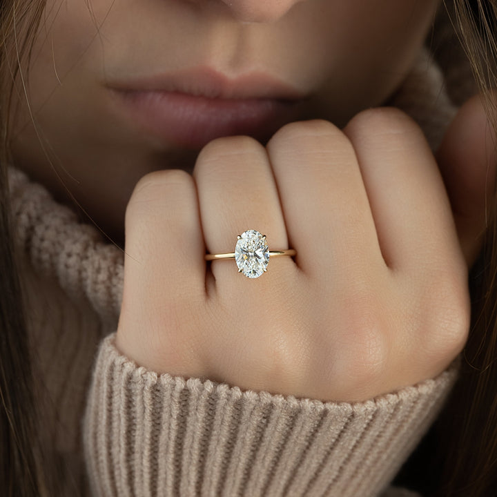 The April Oval Lab Diamond Moissanite Engagement Ring *Shown with 2 ct #material_gold