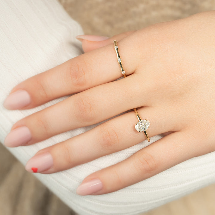 The April Oval Lab Diamond Moissanite Engagement Ring *Shown with 1 ct #material_gold