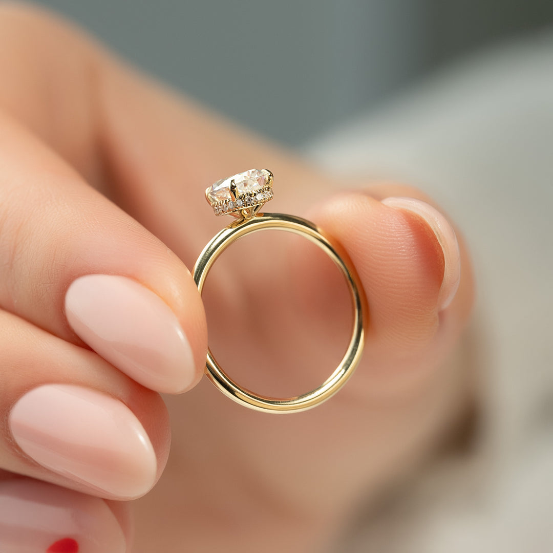 The April Oval Lab Diamond Moissanite Engagement Ring