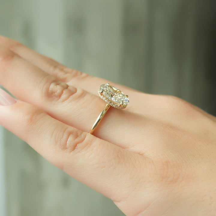 The April Oval Lab Diamond Moissanite Engagement Ring *Shown with 3 ct #material_gold