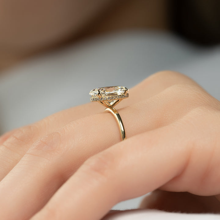 The April Oval Lab Diamond Moissanite Engagement Ring *Shown with 3 ct #material_gold