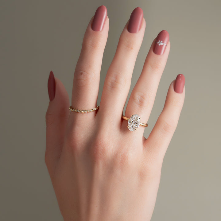 The April Oval Lab Diamond Moissanite Engagement Ring *Shown with 3 ct #material_gold