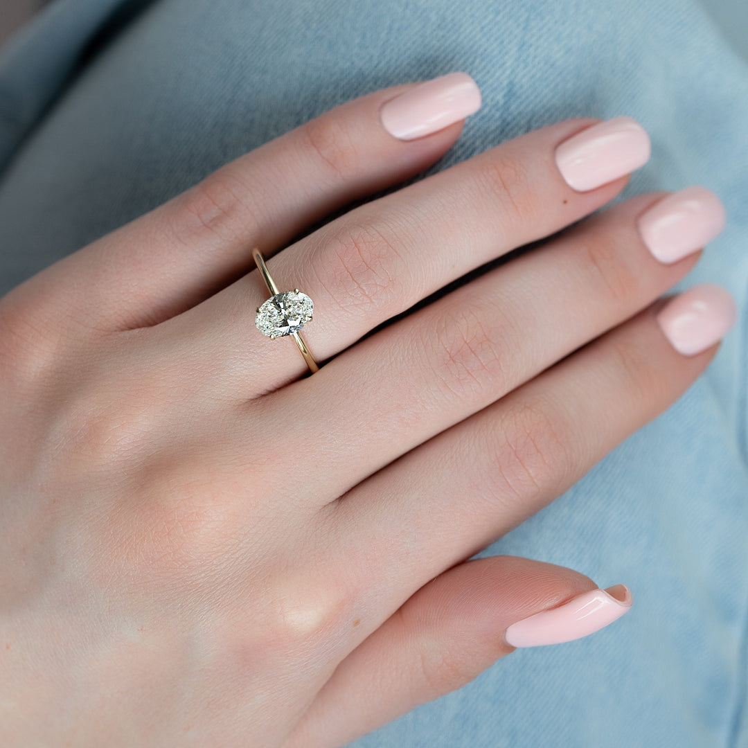 The April Oval Lab Diamond Moissanite Engagement Ring